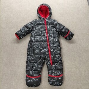 Spyder Snowsuit Bunting 18 M Boy‎ Girl Black Ski AOP Print Full Zip Fleece Lined